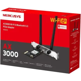 Carte WiFi PCIe AX3000Mbps MERCUSYS, Bluetooth 5.3, Bi-Bande (5GHz/2.4GHz), Chipset Intel Wi-FI 6E, WPA3